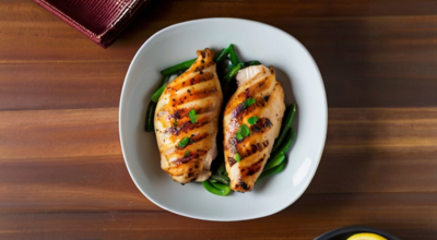 Air fried chicken breast are waiting for serving on dish